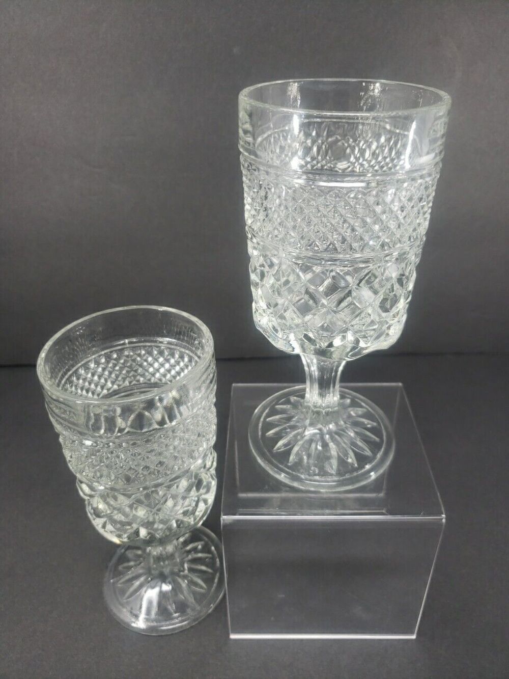 Vintage Anchor Hocking Wexford Glass Wine Water Goblet Set of Two Classic